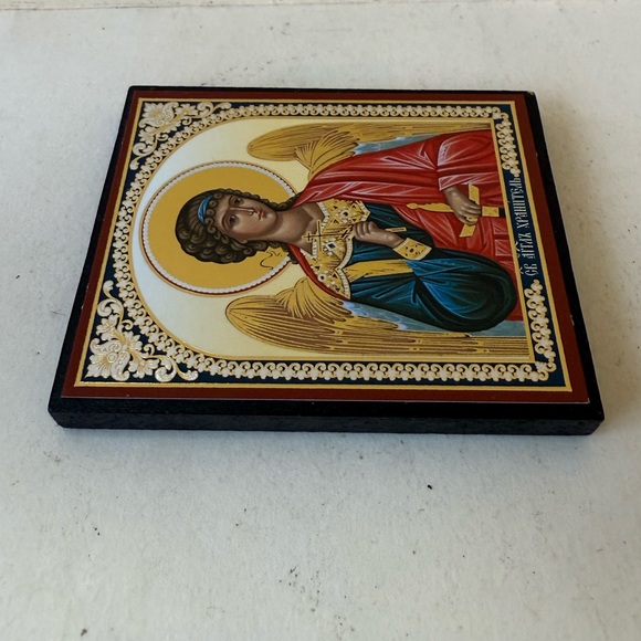 Religious Mini Russian Orthodox Icon with Guardian Angel Artwork - Picture 5 of 9